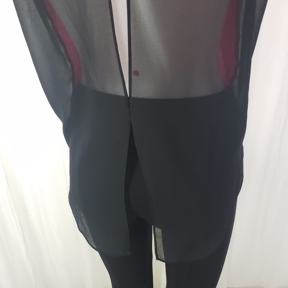 Express pink and black sheer split back top size small - Picture 4 of 5